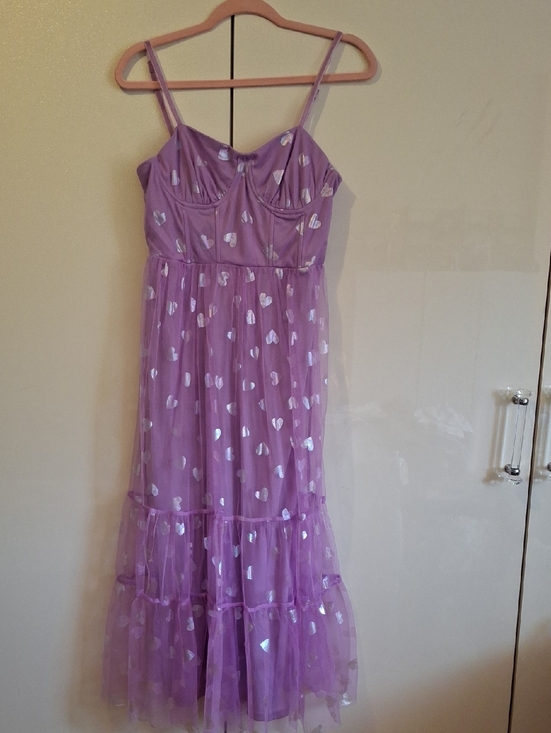 Betsey Johnson Dresses & Skirts - Betsey Johnson Lavender Tulle Dress with Metallic Heart Accents